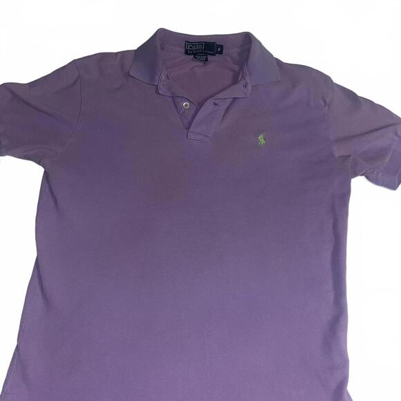 Polo Ralph Lauren Classic Purple Polo Shirt Men’s Small Green Logo Polo Collar - Picture 4 of 5